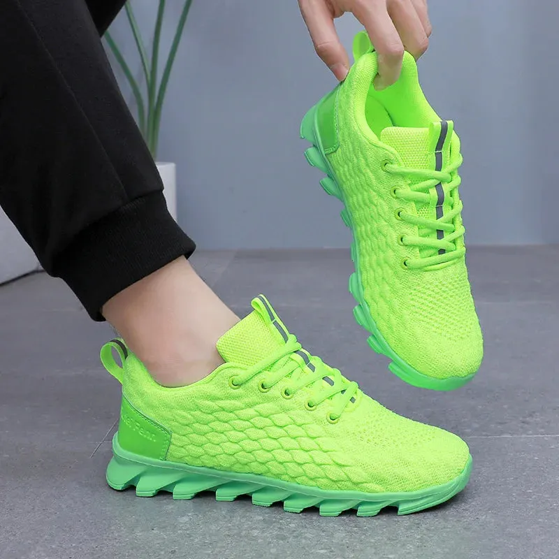 Hot Sale Orange Men's Casual Sneaker Knit Breathable Lightweight Sneakers Men Comfort Lace-Up Sports Shoes Man zapatillas hombre