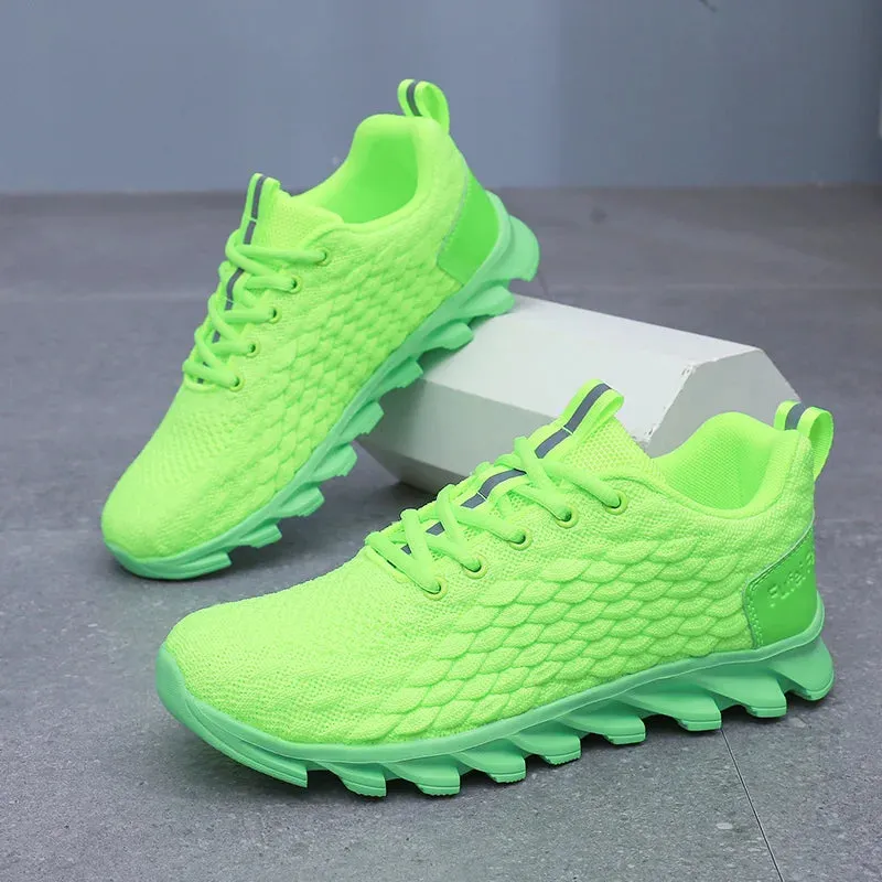 Hot Sale Orange Men's Casual Sneaker Knit Breathable Lightweight Sneakers Men Comfort Lace-Up Sports Shoes Man zapatillas hombre
