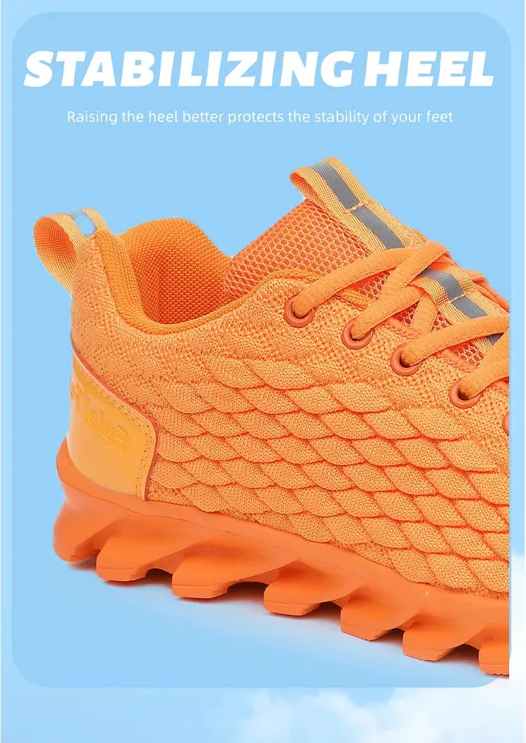 Hot Sale Orange Men's Casual Sneaker Knit Breathable Lightweight Sneakers Men Comfort Lace-Up Sports Shoes Man zapatillas hombre