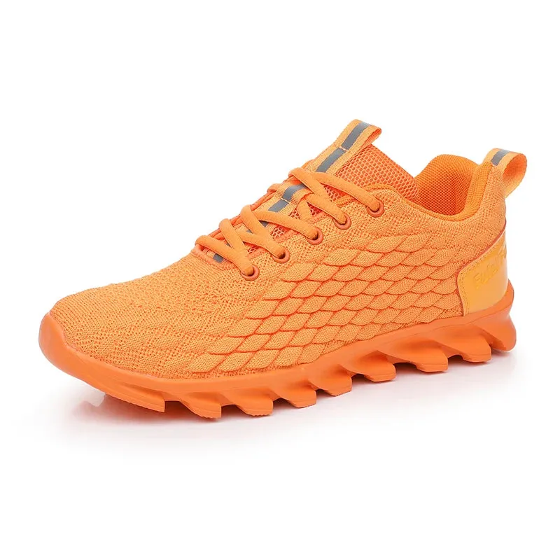 Hot Sale Orange Men's Casual Sneaker Knit Breathable Lightweight Sneakers Men Comfort Lace-Up Sports Shoes Man zapatillas hombre