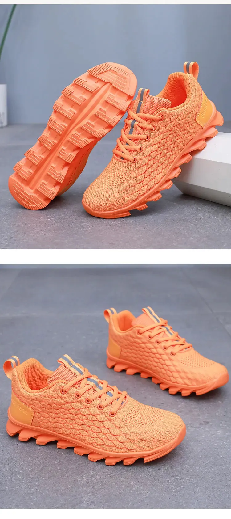 Hot Sale Orange Men's Casual Sneaker Knit Breathable Lightweight Sneakers Men Comfort Lace-Up Sports Shoes Man zapatillas hombre