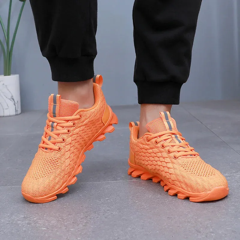 Hot Sale Orange Men's Casual Sneaker Knit Breathable Lightweight Sneakers Men Comfort Lace-Up Sports Shoes Man zapatillas hombre