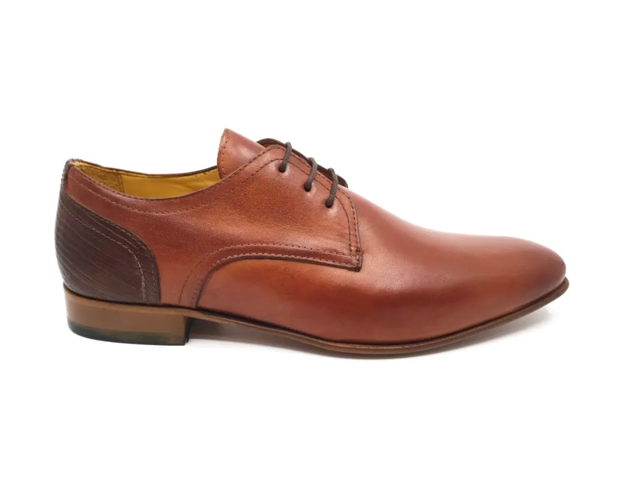 Imaschi Gold 2828 Vitello Sigaro Light Tan 3 Eyelet Shoe Made In Italy