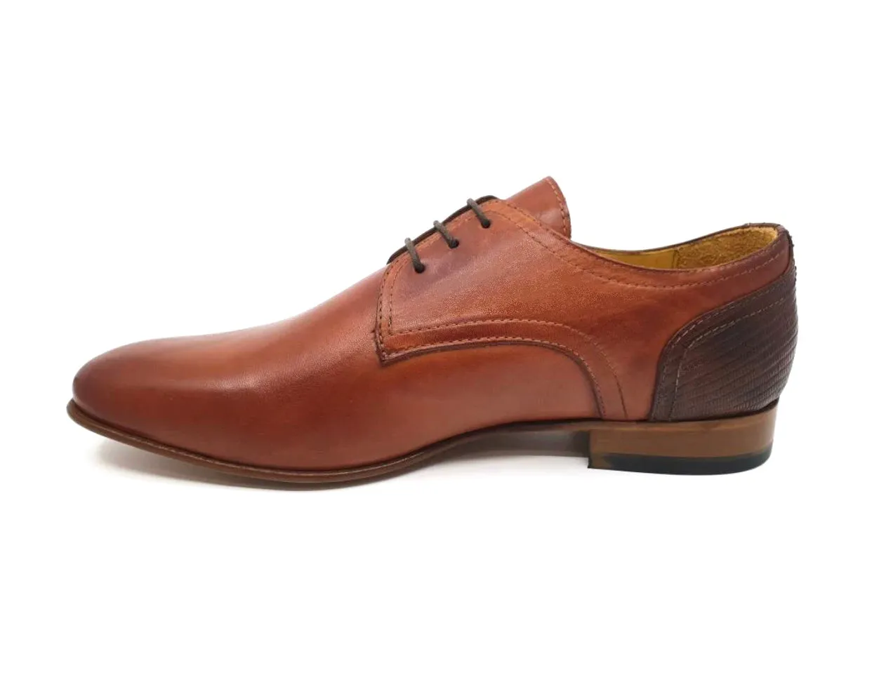 Imaschi Gold 2828 Vitello Sigaro Light Tan 3 Eyelet Shoe Made In Italy