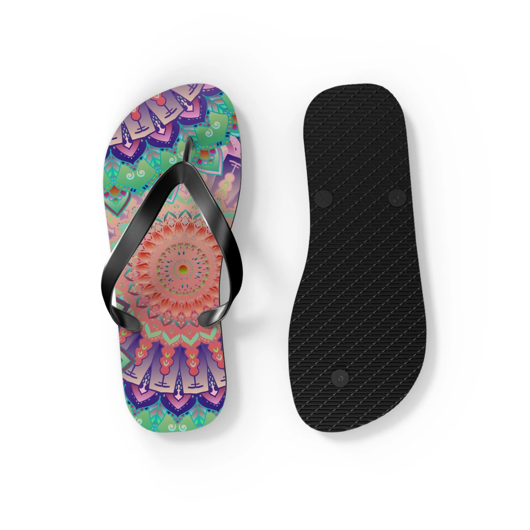 Intricate Mandala Flip Flops - Floral Design