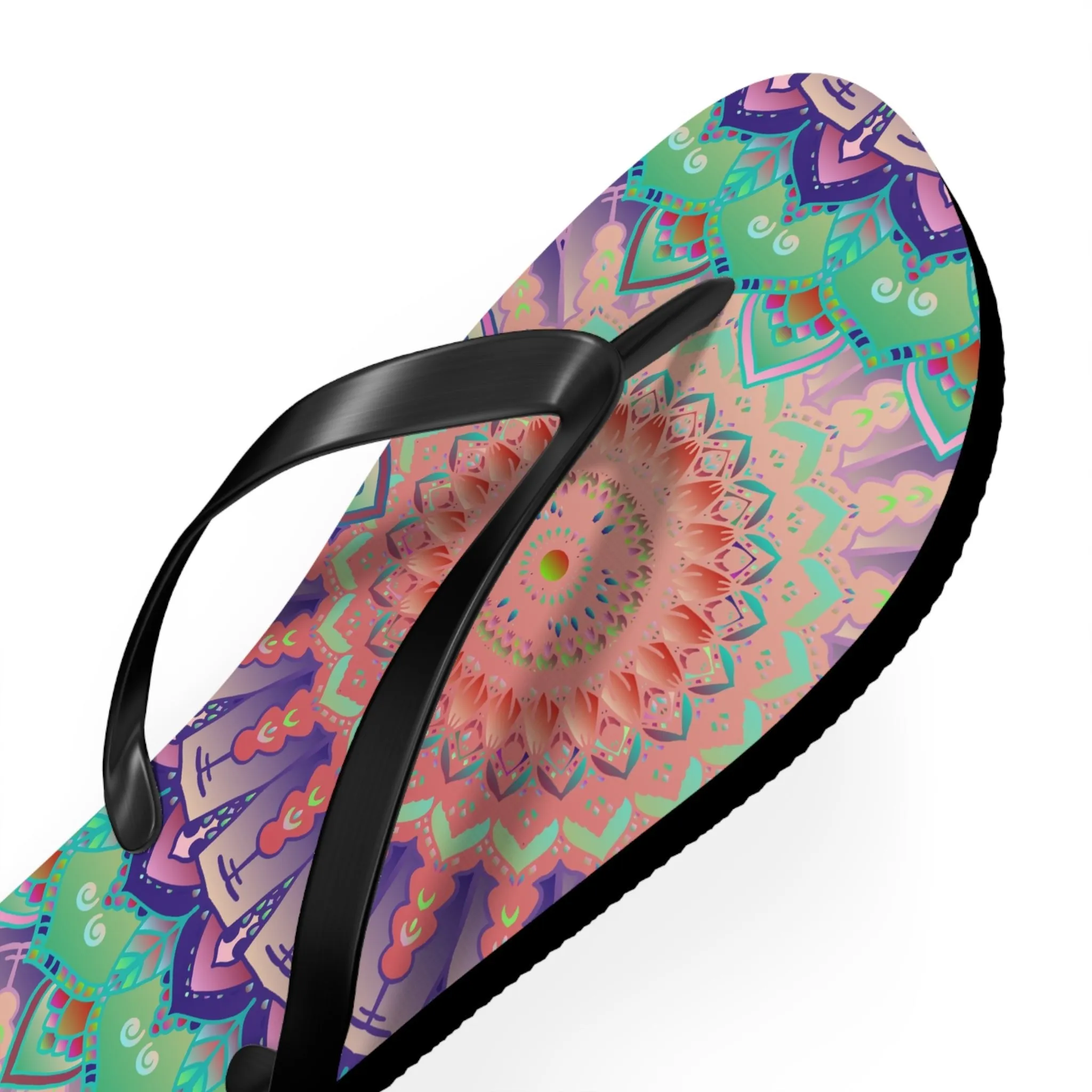 Intricate Mandala Flip Flops - Floral Design
