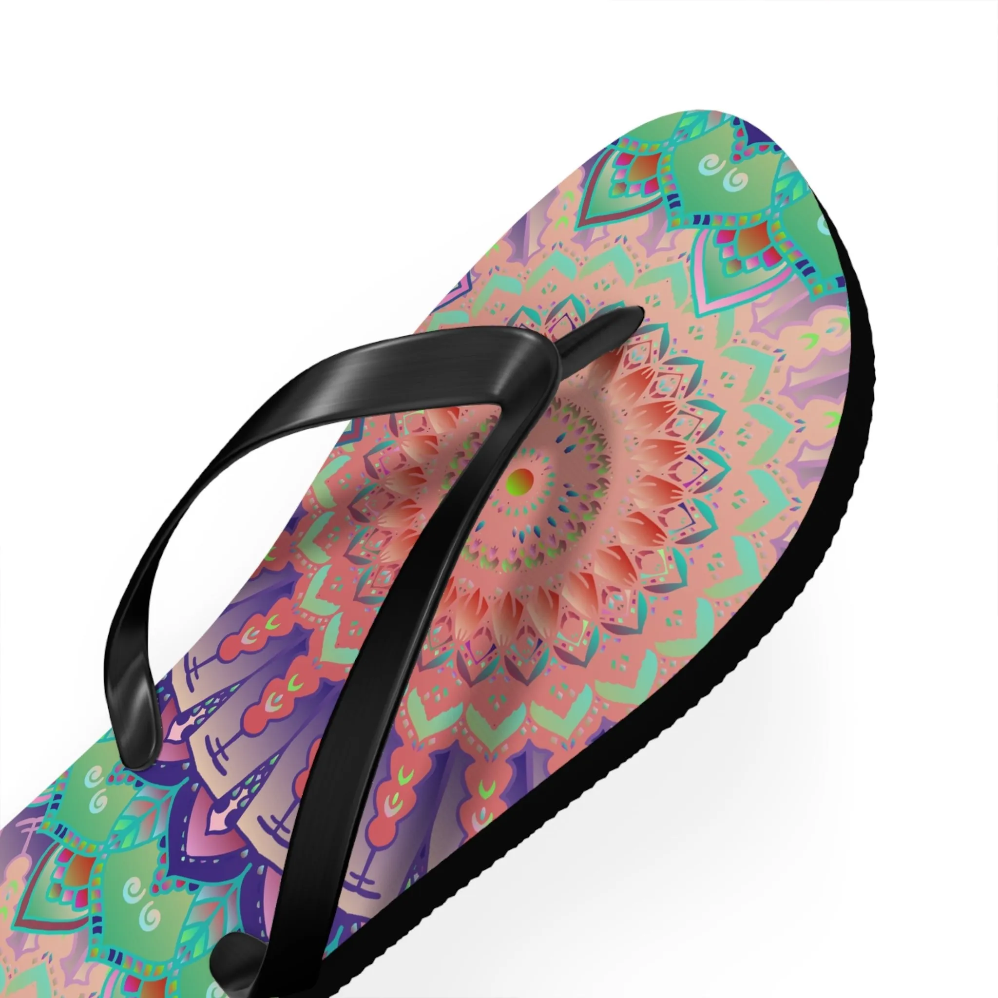 Intricate Mandala Flip Flops - Floral Design