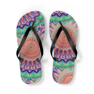 Intricate Mandala Flip Flops - Floral Design