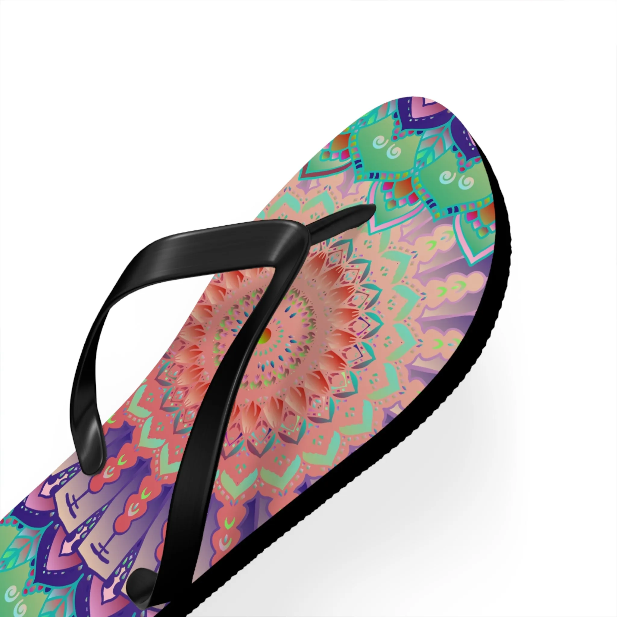 Intricate Mandala Flip Flops - Floral Design