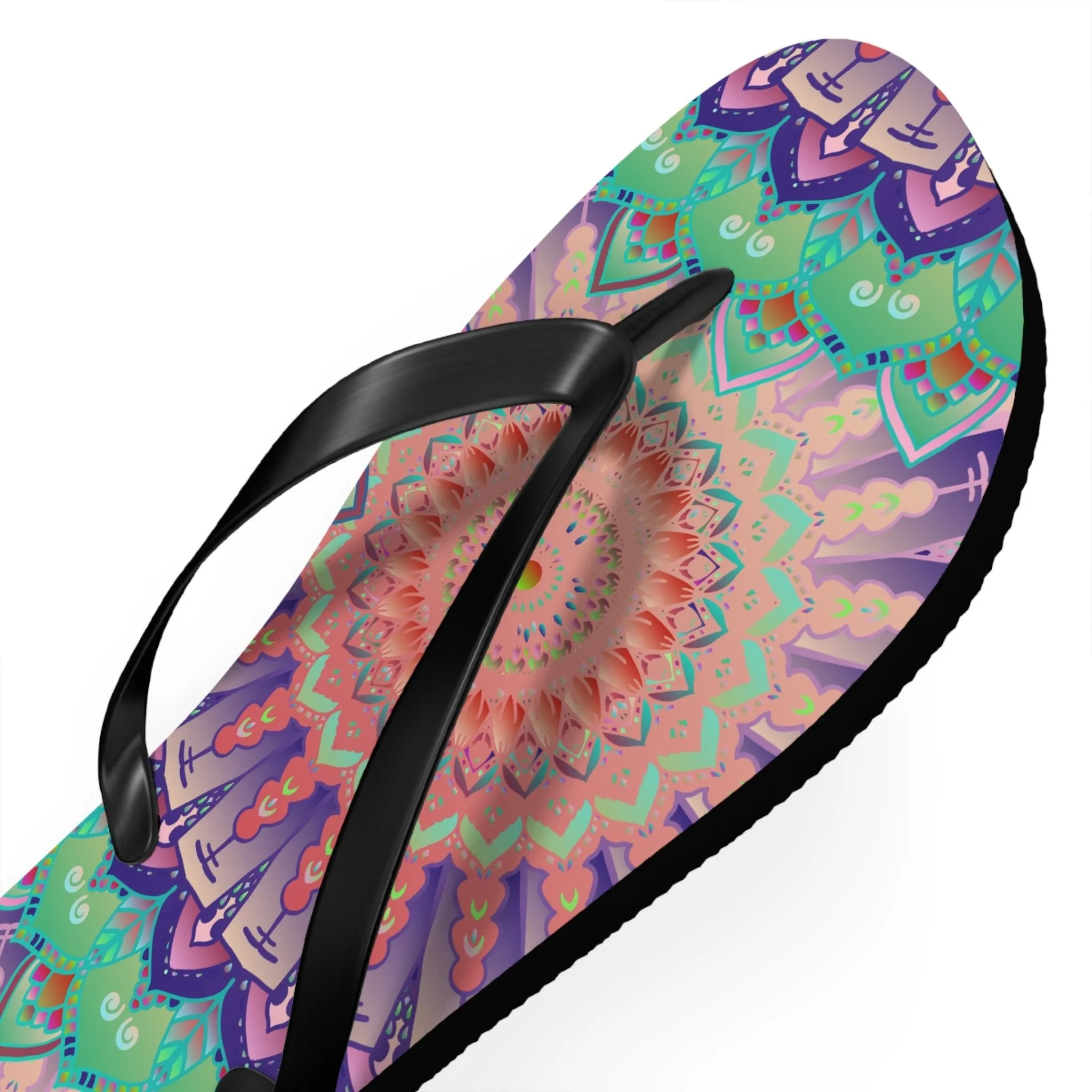 Intricate Mandala Flip Flops - Floral Design