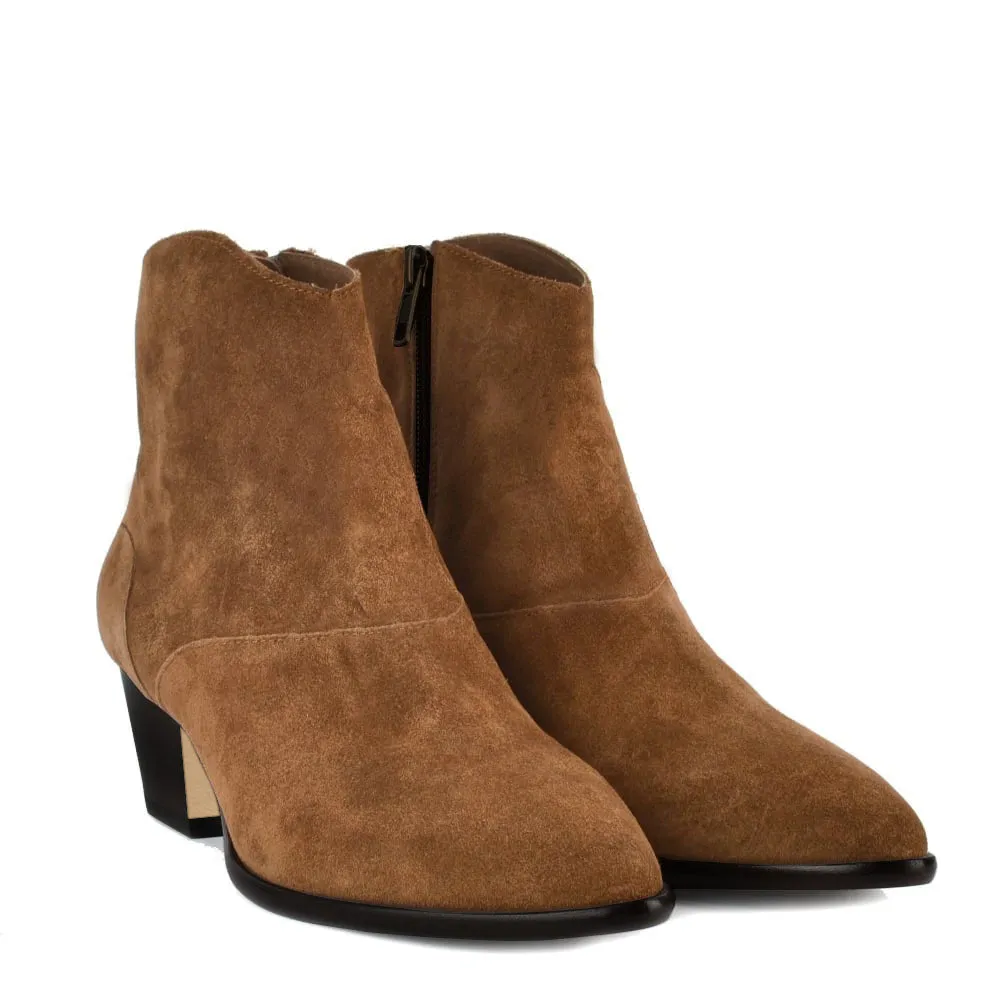Kara Zini Handmade Slip-On Russet Suede Leather Booties