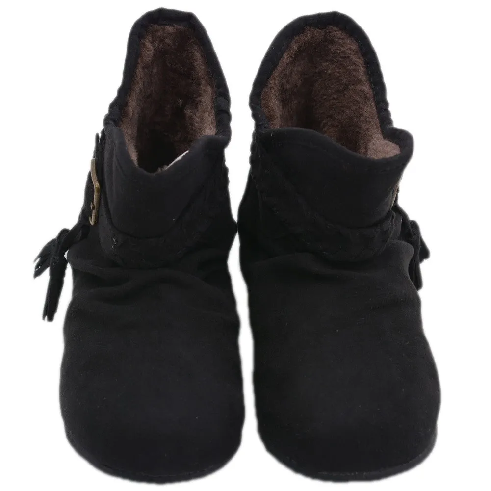 Little Girls Black Suede Faux Lining Ankle Boots 5-10 Toddler