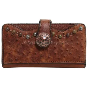 LW179 - Vintage Cognac Ostrich Ladies Wallet