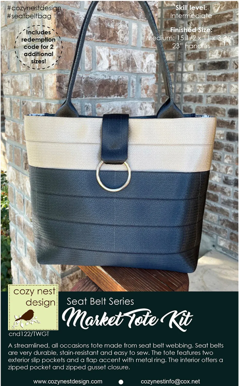 Market Tote Seat Belt Bag Kit In Dark Grey and Taupe