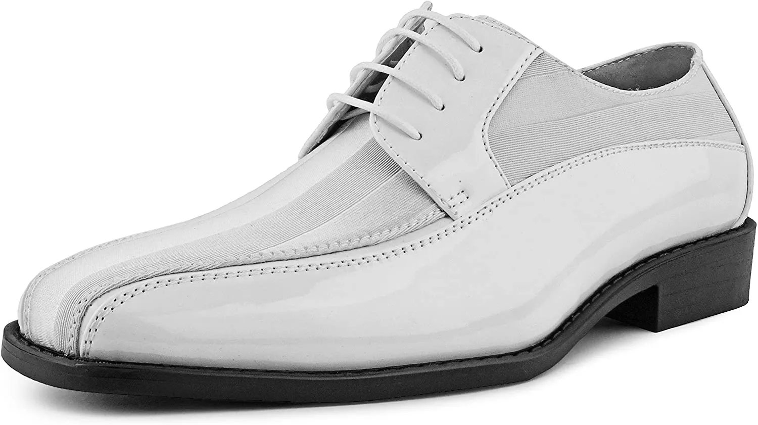 Men's Formal White Satin Lace Up Dress Shoes