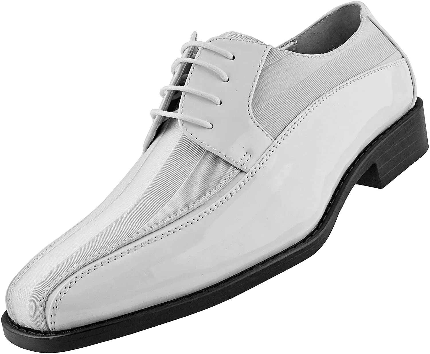 Men's Formal White Satin Lace Up Dress Shoes