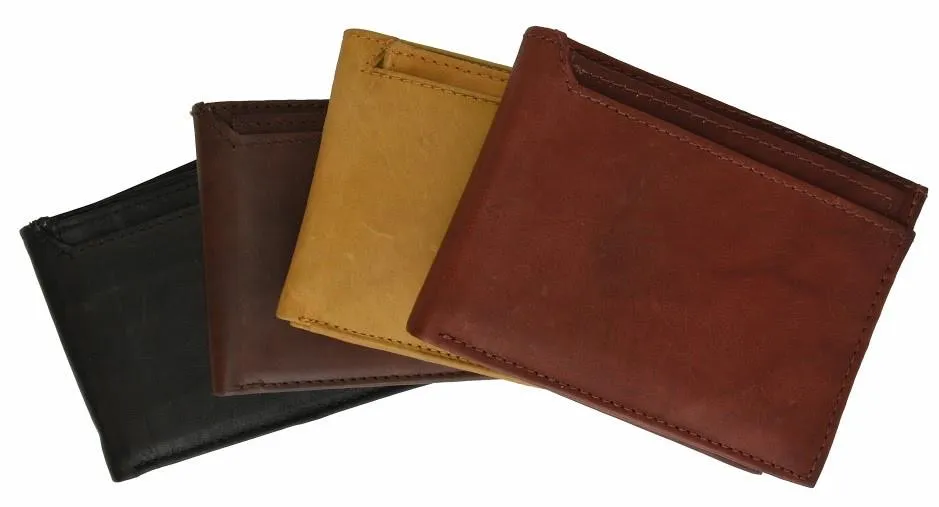 Men's Genuine Leather Bi-fold 8.5" x 3.5" Wallet-Assorted Colors