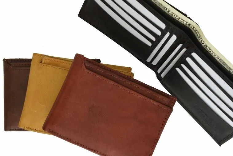 Men's Genuine Leather Bi-fold 8.5" x 3.5" Wallet-Assorted Colors