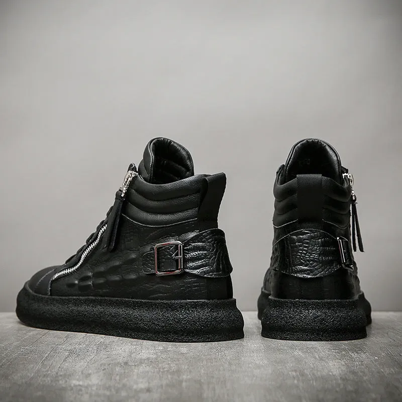 Men's Leather High-Top Fashion Shoes