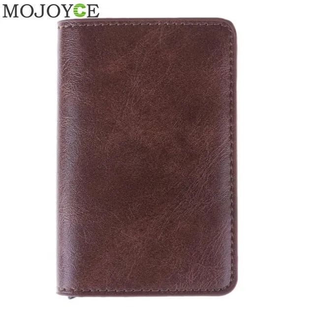 Metal Men Card Holder Rfid Aluminium Alloy Credit Card Holder Pu Leather Wallet Antitheft Men