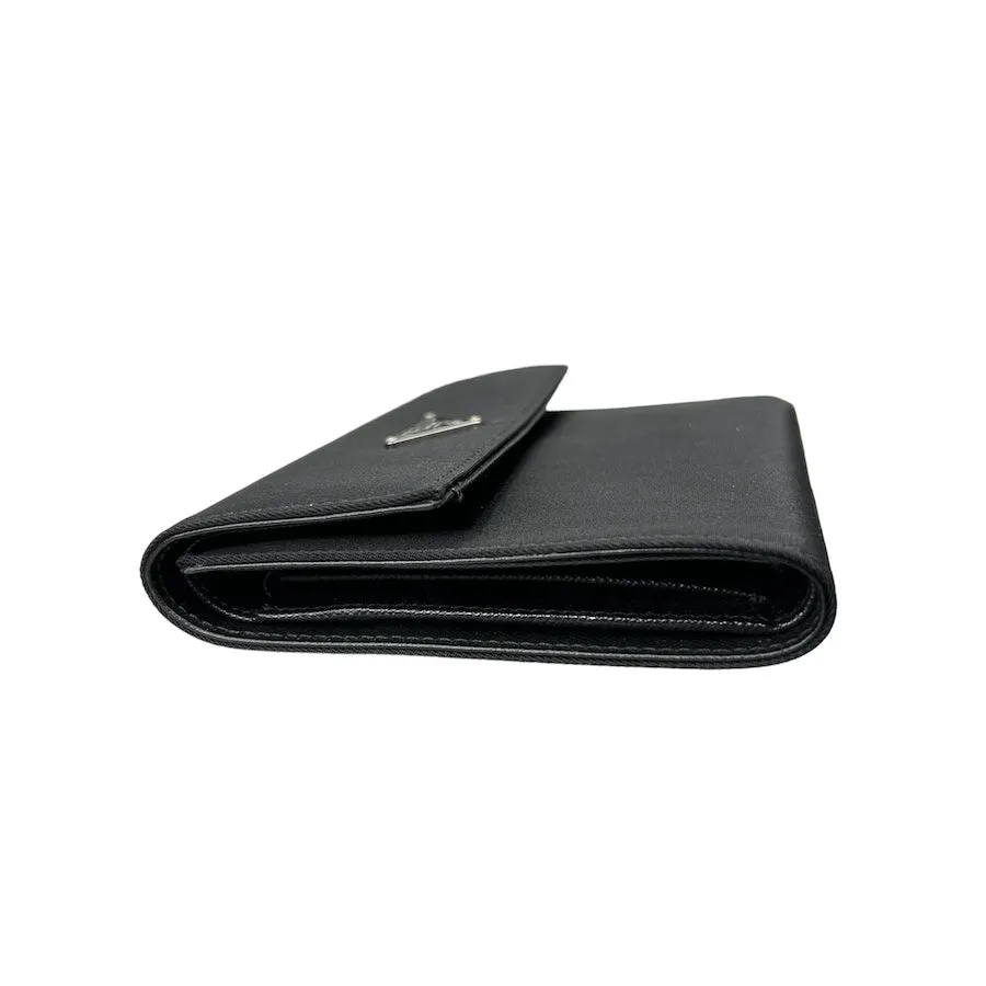 PRADA BLACK NYLON TRI-FOLD WALLET