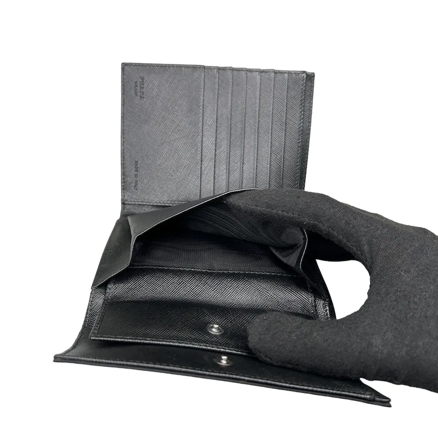 PRADA BLACK NYLON TRI-FOLD WALLET