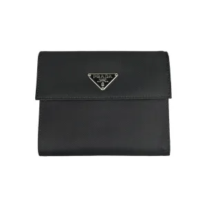 PRADA BLACK NYLON TRI-FOLD WALLET