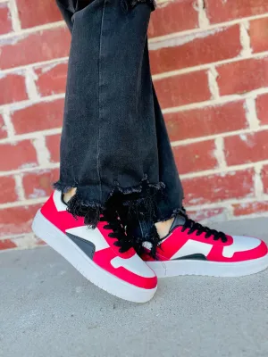 Retro Red Mix Platform Tennis Shoe