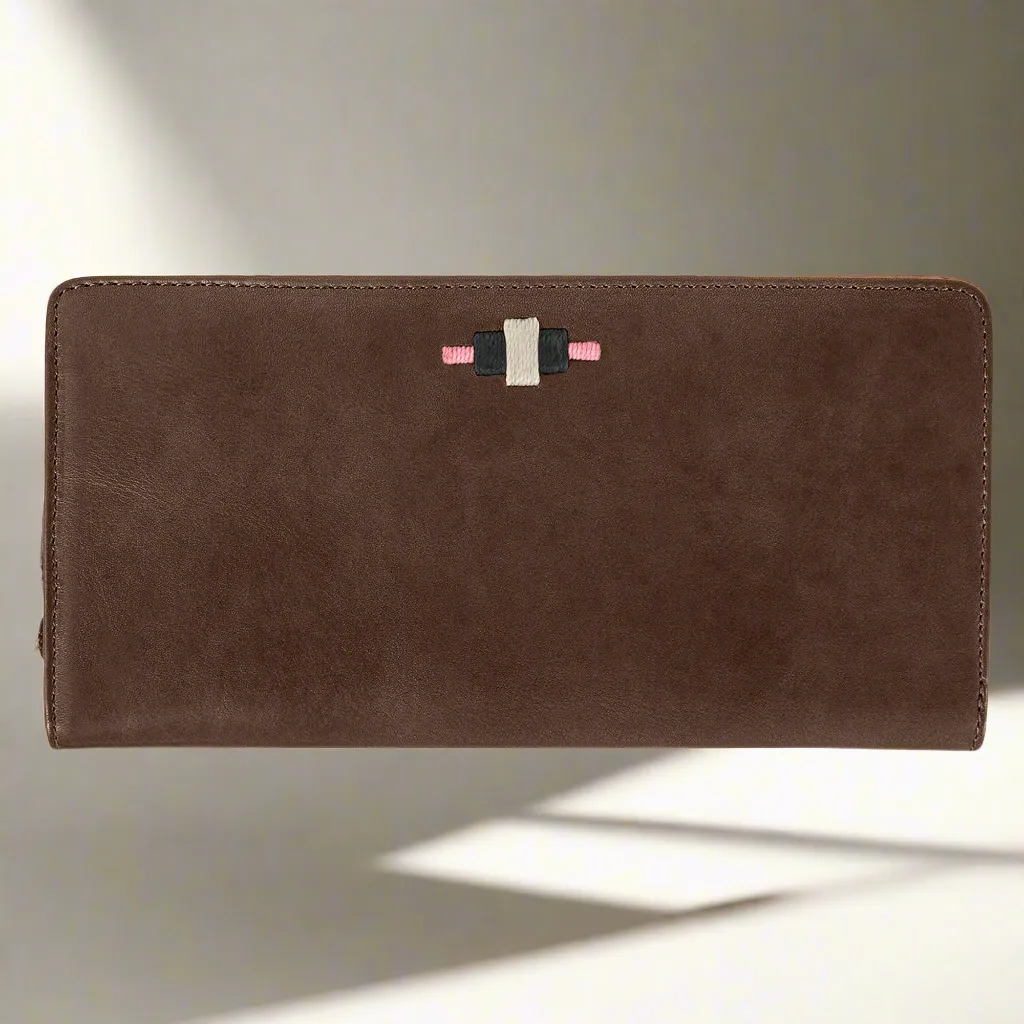 'Rico' Zipped Purse - Brown Leather