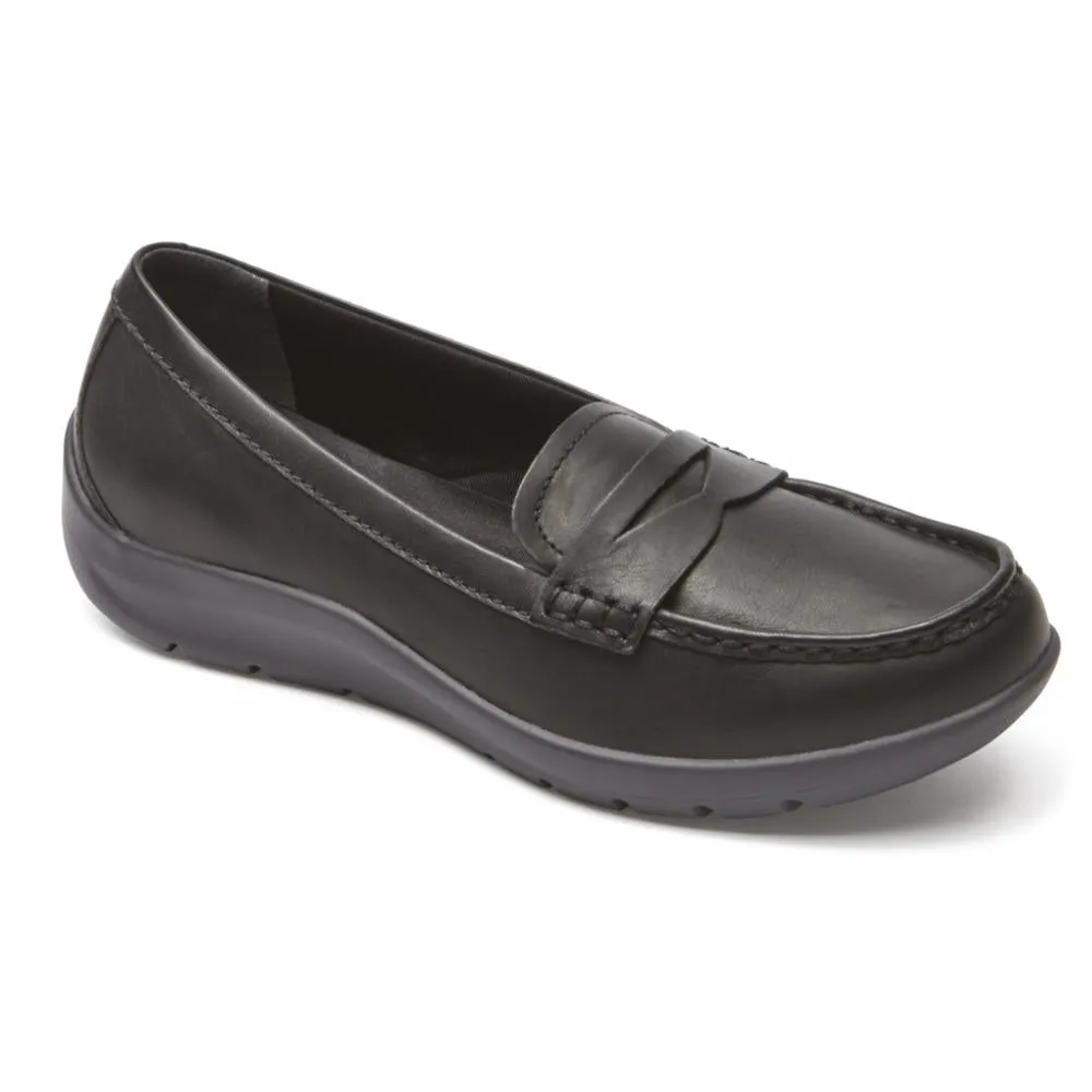 Rockport Women TWZ MOREZA PENNY LOAFER BLACK/BURN CALF