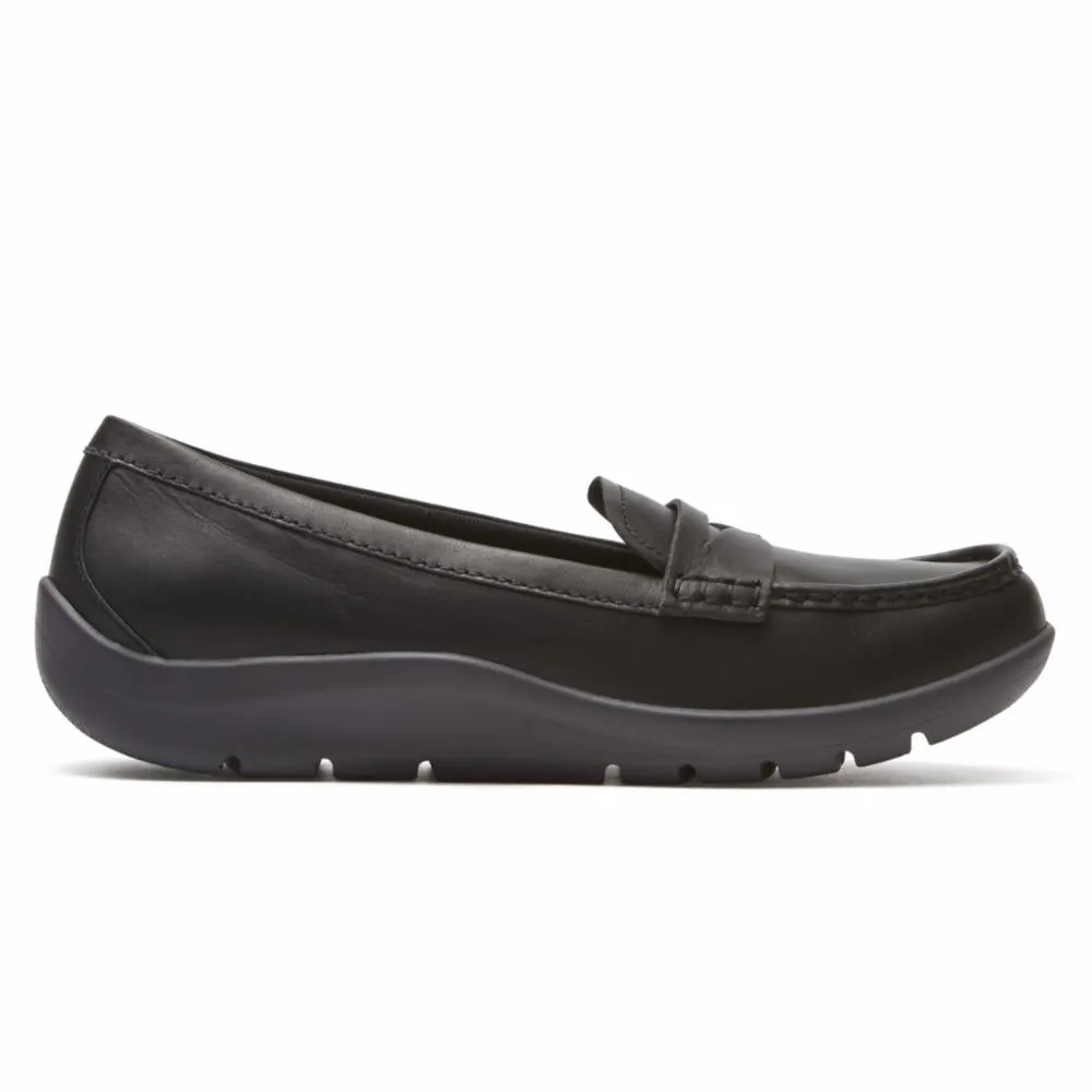 Rockport Women TWZ MOREZA PENNY LOAFER BLACK/BURN CALF