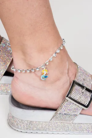 SALE! Clear Rhinestone Mermaid Charm Anklet