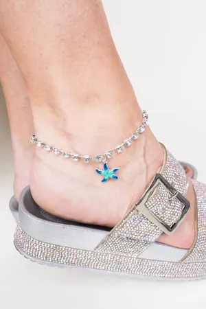 SALE! Clear Rhinestone Starfish Charm Anklet