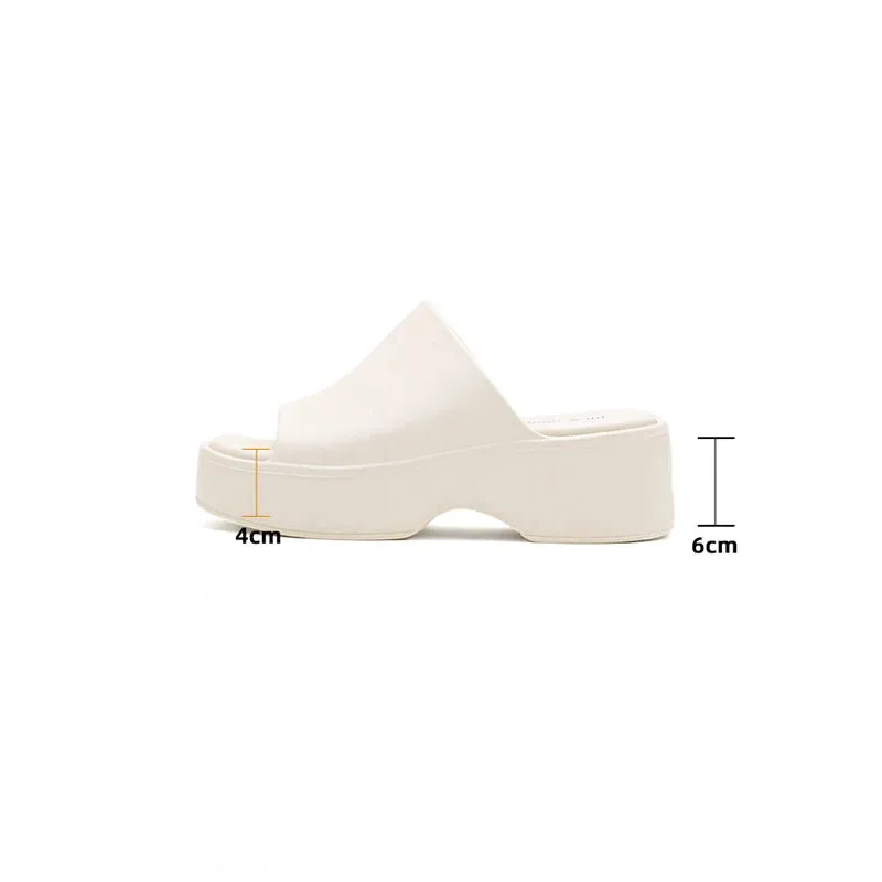 Sohiwoo Summer Slope Heel Thick Sole Women's Slippers New Simple Soft Sole EVA High Heel Slippers Wearing Beach Anti Slip Slippers