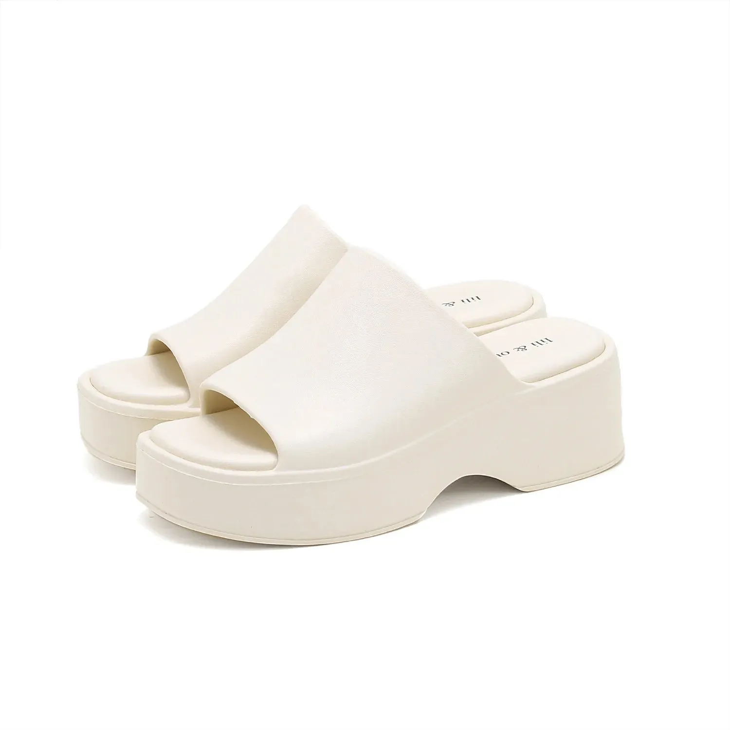 Sohiwoo Summer Slope Heel Thick Sole Women's Slippers New Simple Soft Sole EVA High Heel Slippers Wearing Beach Anti Slip Slippers