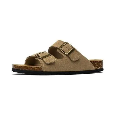 Summer Men's Cork Sandals Genuine Suede Leather Mule Clogs With Two Buckle Beach Slides Birkenstock Style For Men Sizes up to 45
