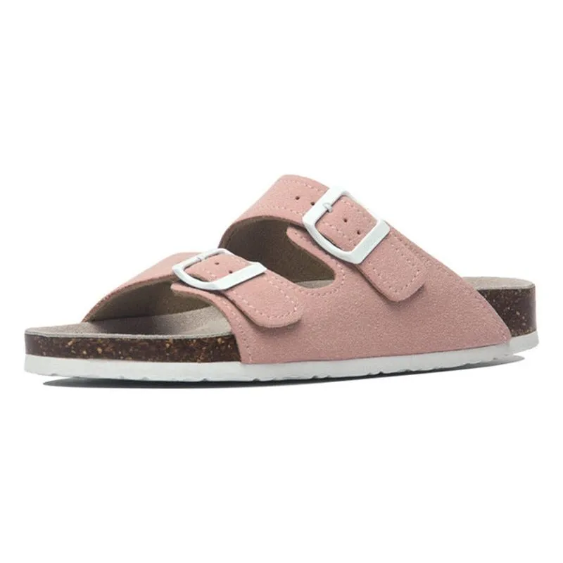 Summer Men's Cork Sandals Genuine Suede Leather Mule Clogs With Two Buckle Beach Slides Birkenstock Style For Men Sizes up to 45