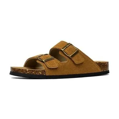 Summer Men's Cork Sandals Genuine Suede Leather Mule Clogs With Two Buckle Beach Slides Birkenstock Style For Men Sizes up to 45