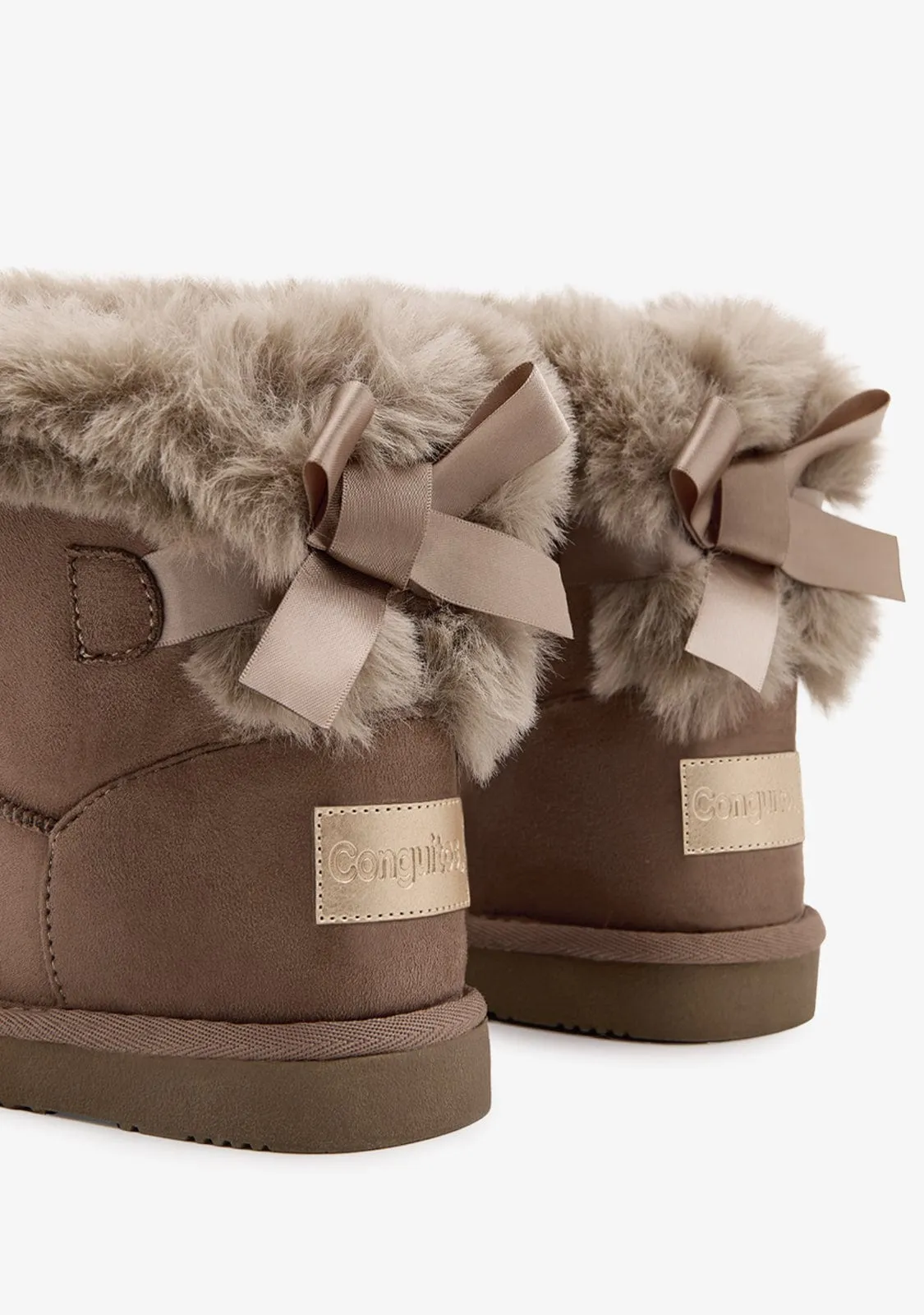Taupe Bow Fur Australian Boots