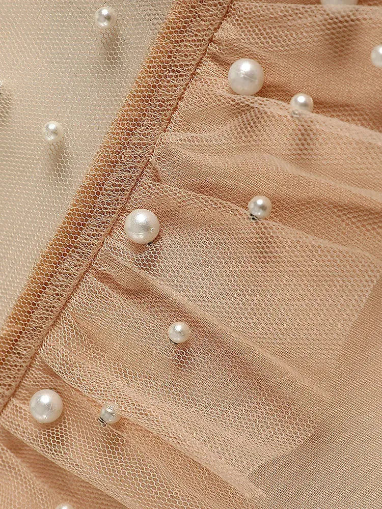 Thida Top | Vrouwen parel mesh top