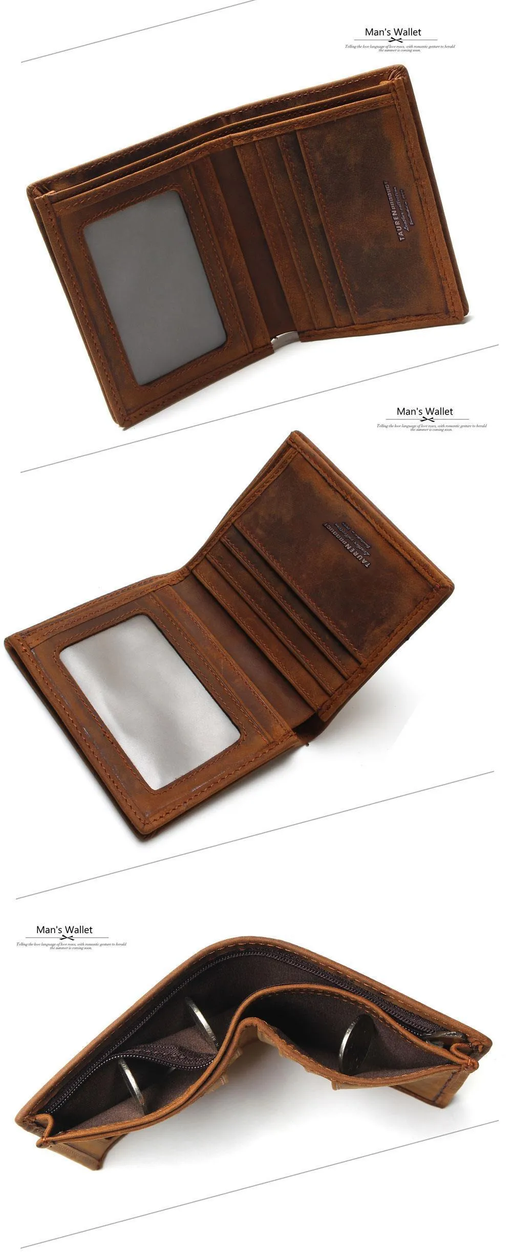 Vintage Crazy Horse Handmade Leather Wallet