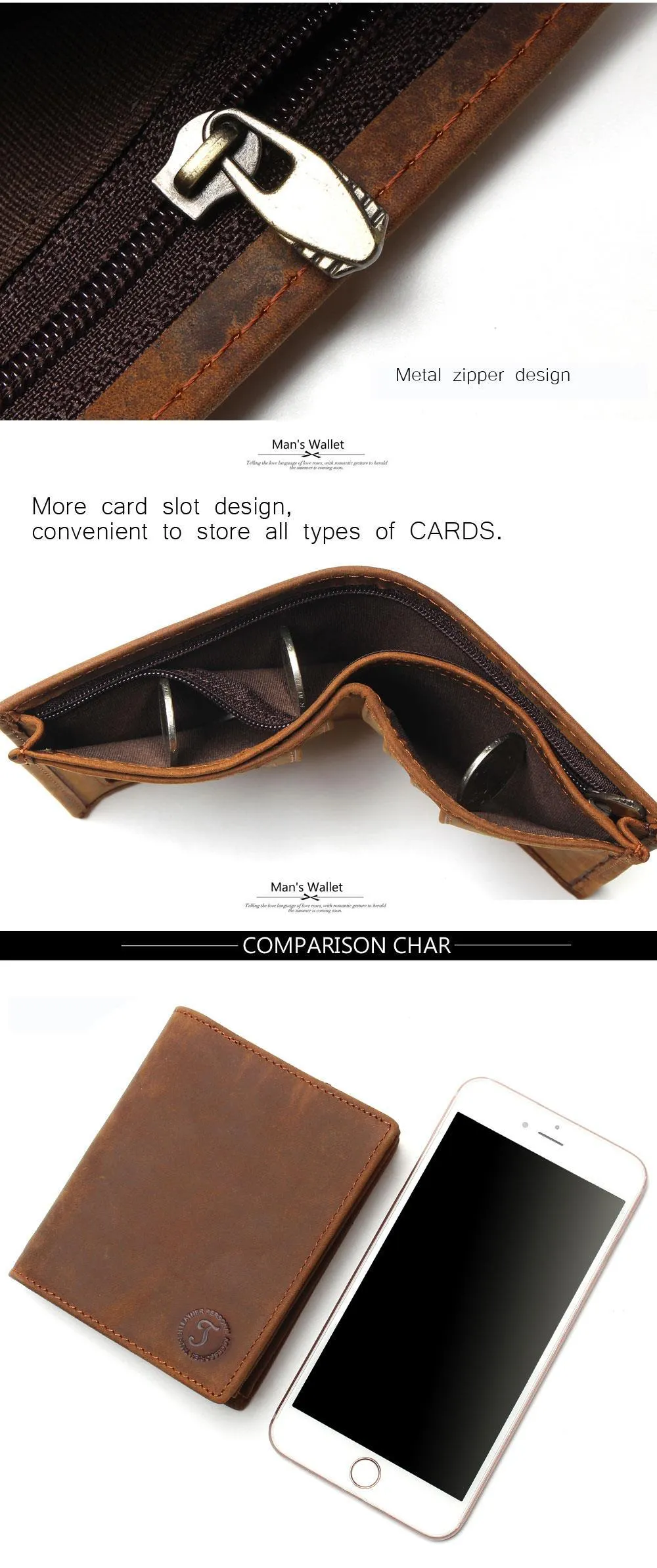 Vintage Crazy Horse Handmade Leather Wallet