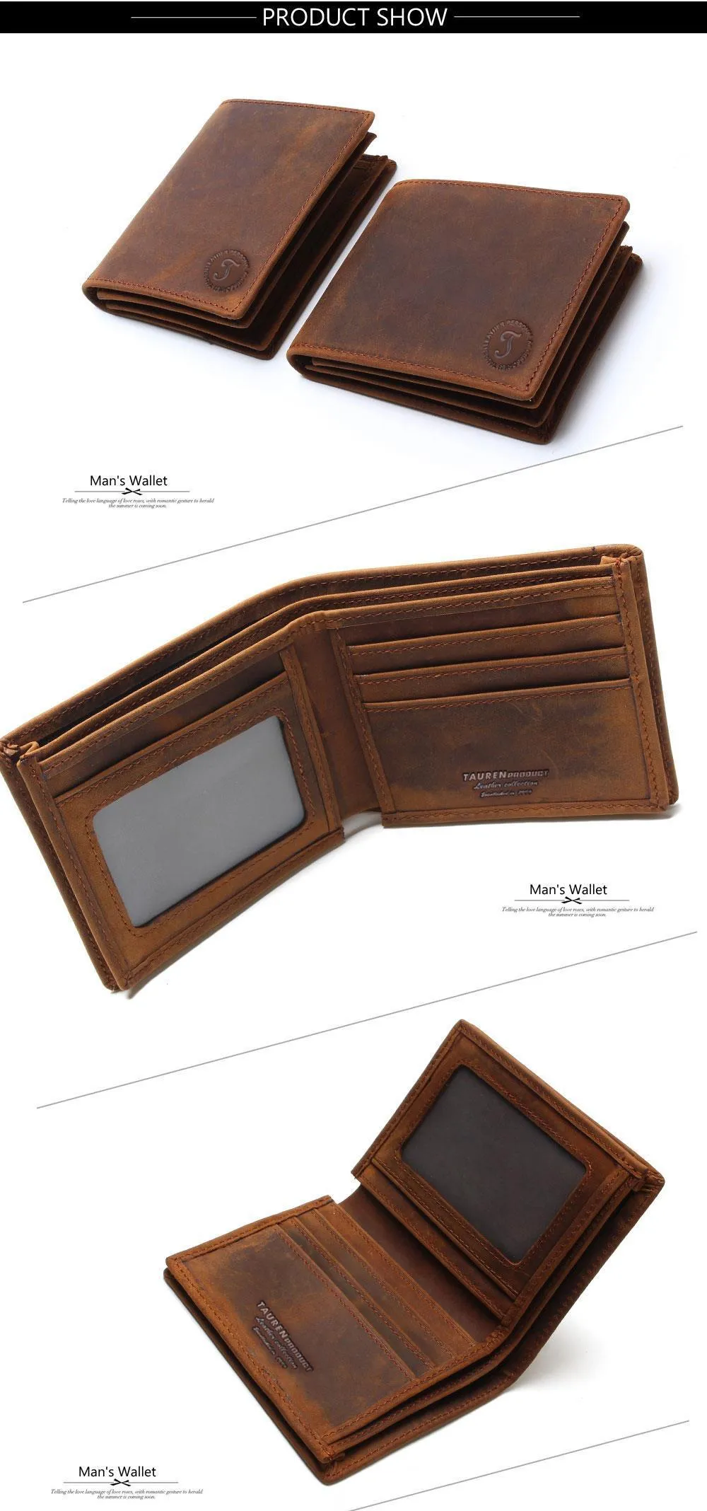 Vintage Crazy Horse Handmade Leather Wallet