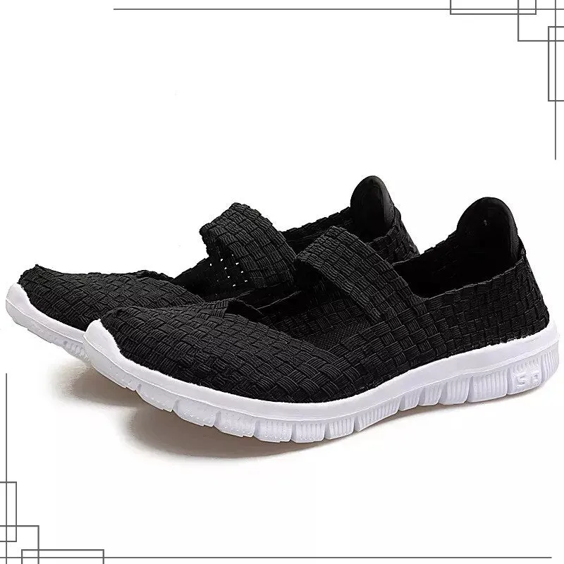 Weave Checkered Elastic Slip-on Shoes for Women