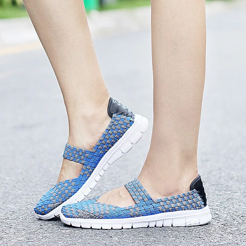 Weave Checkered Elastic Slip-on Shoes for Women