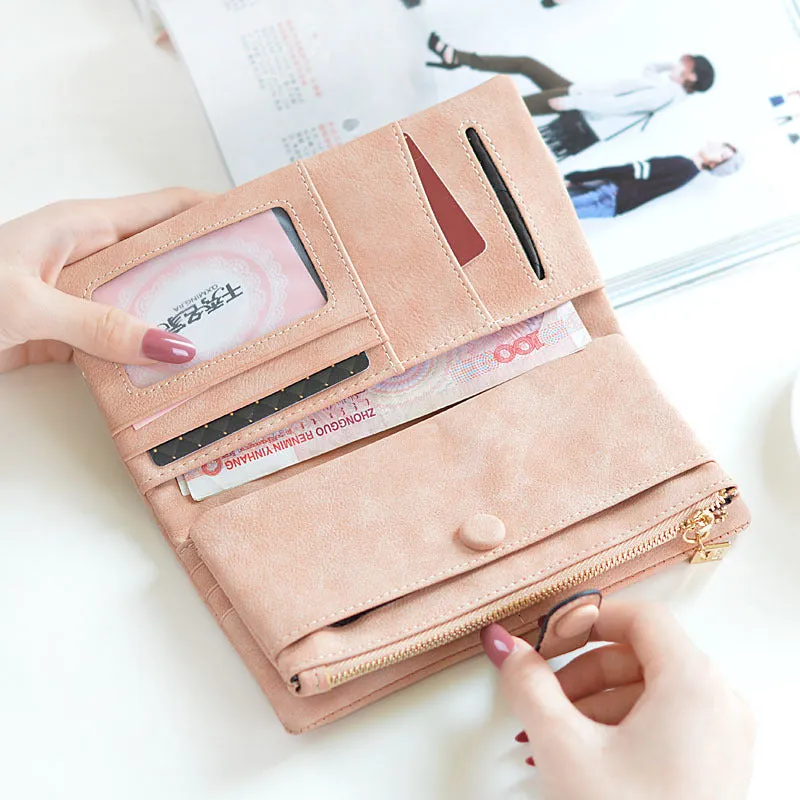 Women’s Multicompartment  Leather Wallet With Zipper