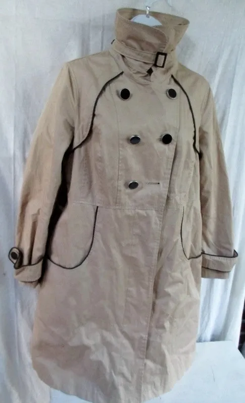 Womens SOIA & KYO Mushroom TRENCH COAT Jacket G L Belt MUSHROOM BEIGE BROWN
