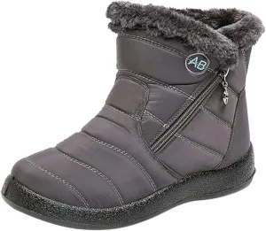 Women's Warm Snow Boots with Zipper Waterproof Anti-Slip Fur Lining Ankle Boots for Winter   B40888
