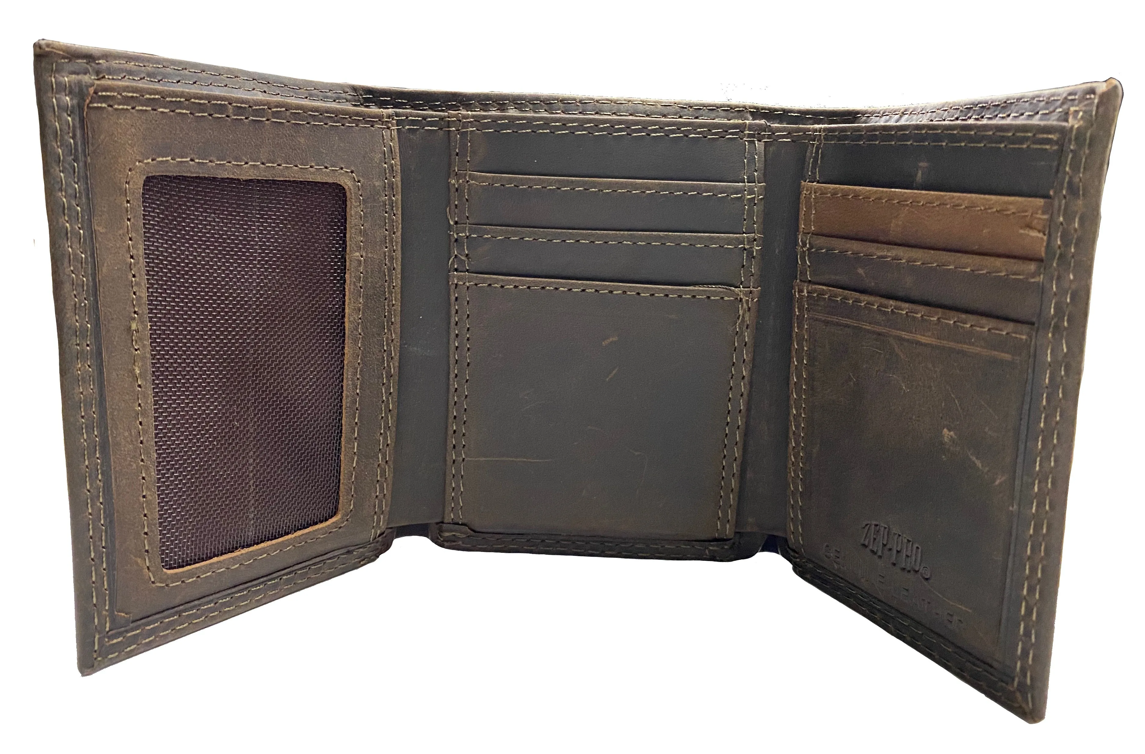 Zep-Pro IWT2CRZH-UFL University of Florida Gators Brown “Crazy Horse” Leather Tri-fold Wallet