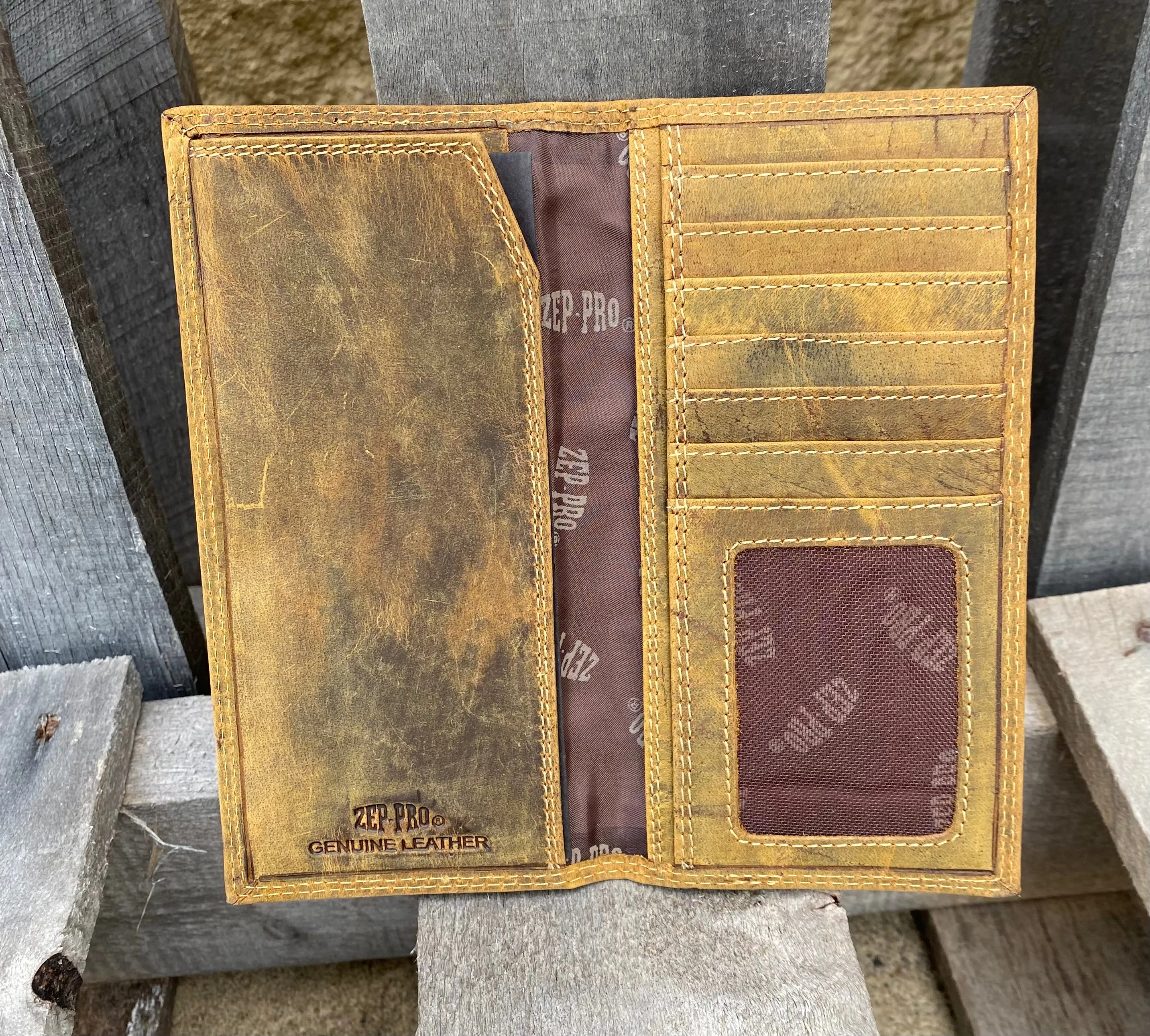 Zep Pro IWT4VINT-Shotgun Shell Concho Vintage Brown “Crazy Horse” Leather Tall Wallet